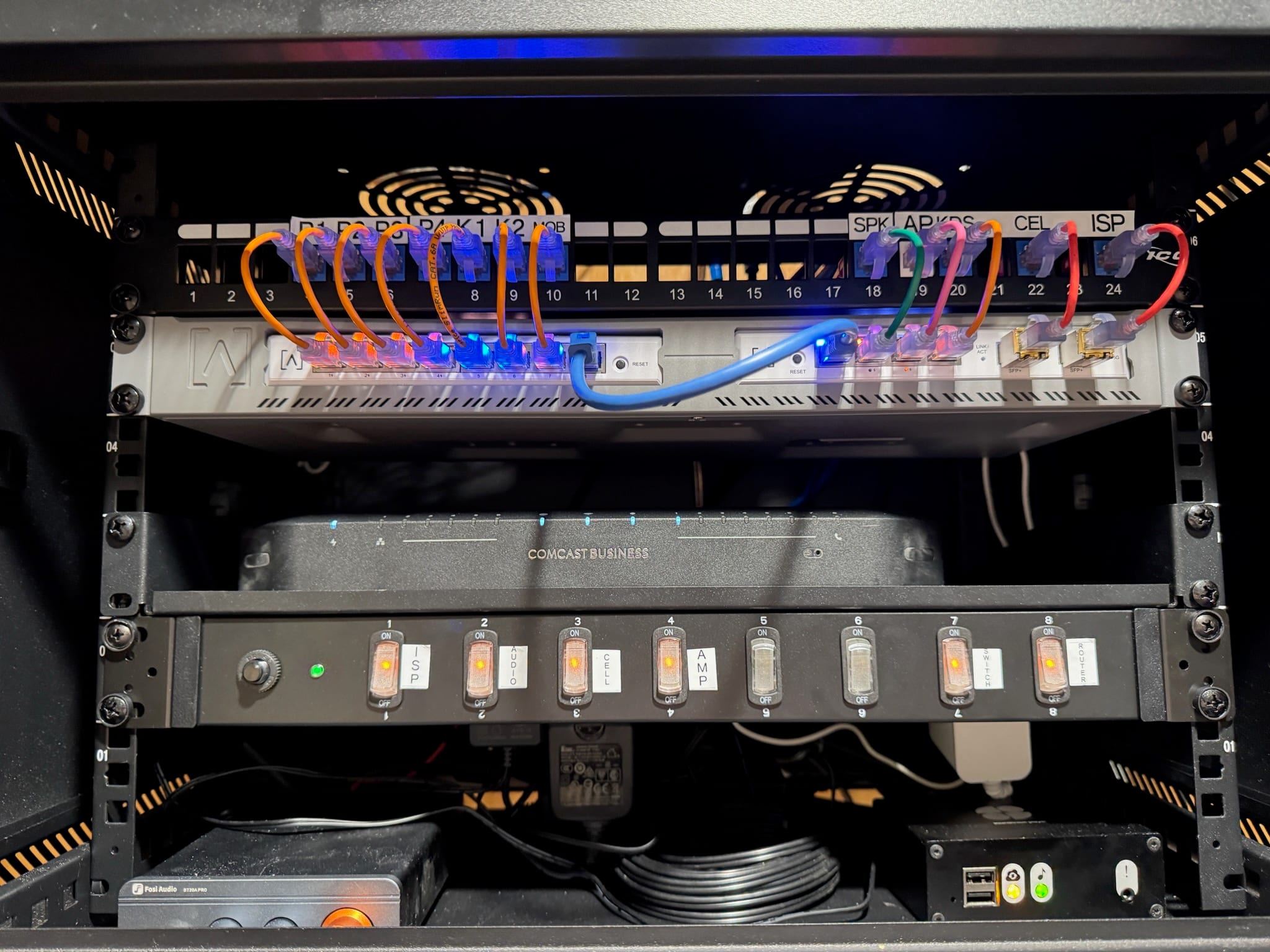 Clean, labeled network rack installed by ICTAlly at Candy Cloud in Smyrna, TN